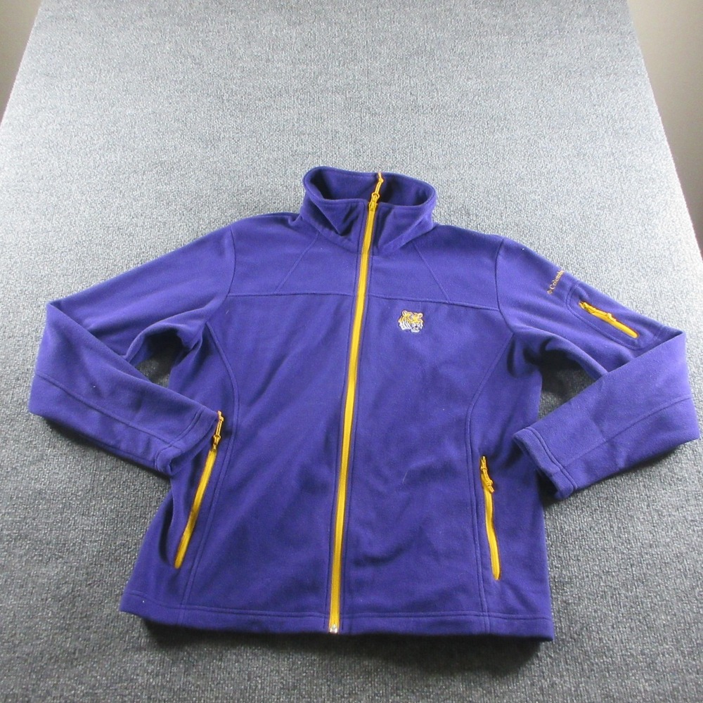 LSU Tigers Jacket Womens XL Purple Fleece Columbia Full Zip College NCAA